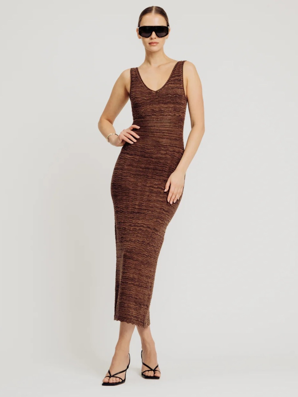 Ronny Kobo Knit Viscose Blend Midi Dress - Brown